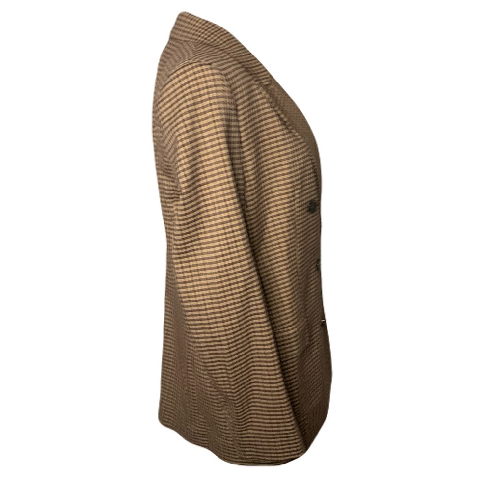 Zara Women’s Small Brown Houndstooth Checkered Double Breasted Blazer Old Money - Picture 4 of 9